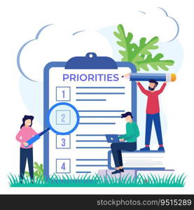 Priority concept vector illustration. An important agenda for doing Planning and work management to increase your efficiency. Checklist with priority objectives and urgency selection process