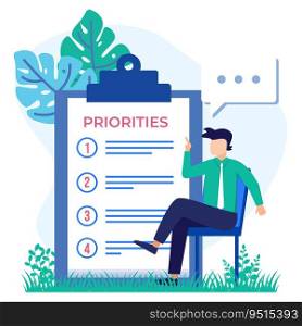 Priority concept vector illustration. An important agenda for doing Planning and work management to increase your efficiency. Checklist with priority objectives and urgency selection process