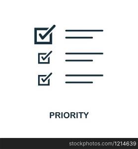 Priority icon. Monochrome style design from machine learning collection. UX and UI. Pixel perfect priority icon. For web design, apps, software, printing usage.. Priority icon. Monochrome style design from machine learning icon collection. UI and UX. Pixel perfect priority icon. For web design, apps, software, print usage.