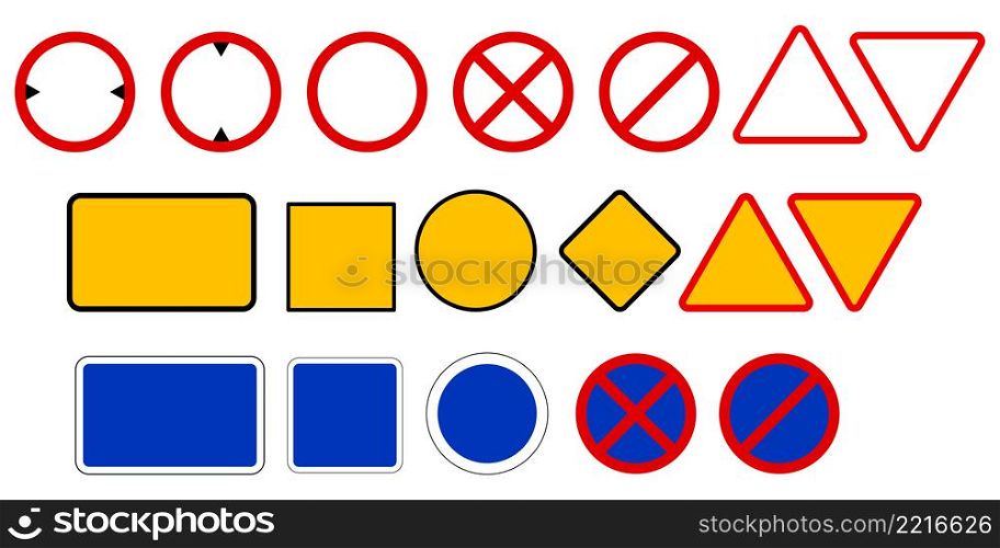 Priority road signs. Prohibition road signs. Mandatory road signs. Traffic Laws. Vector illustration. stock image. EPS 10.. Priority road signs. Prohibition road signs. Mandatory road signs. Traffic Laws. Vector illustration. stock image.