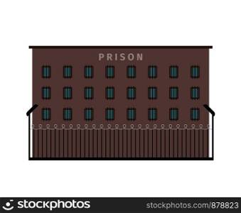 Prison building dark color flat icon on white background. Vector illustration. Prison building flat icon