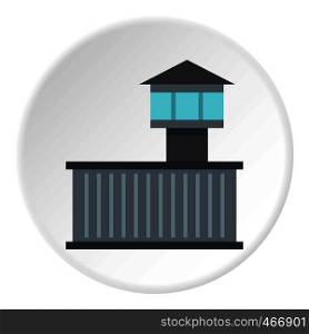 Prison tower icon in flat circle isolated vector illustration for web. Prison tower icon circle