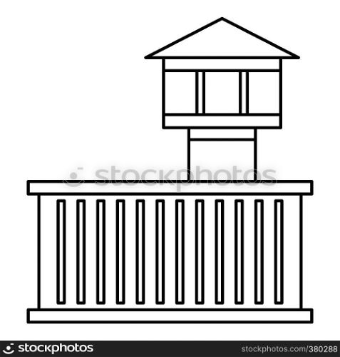 Prison tower icon. Outline illustration of prison tower vector icon for web. Prison tower icon, outline style