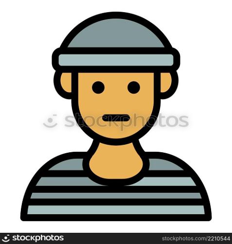 Prison young man icon. Outline prison young man vector icon color flat isolated. Prison young man icon color outline vector