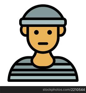 Prison young man icon. Outline prison young man vector icon color flat isolated. Prison young man icon color outline vector