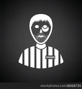 Prisoner icon. Black background with white. Vector illustration.