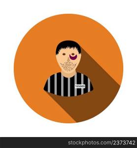 Prisoner Icon. Flat Circle Stencil Design With Long Shadow. Vector Illustration.