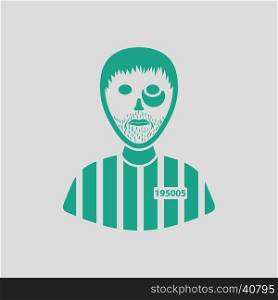 Prisoner icon. Gray background with green. Vector illustration.