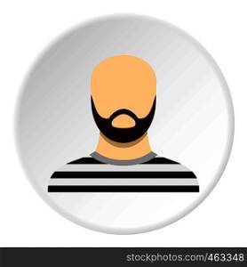 Prisoner with a beard icon in flat circle isolated vector illustration for web. Prisoner with a beard icon circle