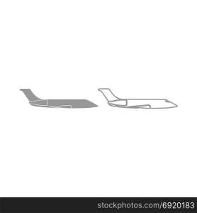 Private airplane icon. Grey set .. Private airplane icon. It is grey set .