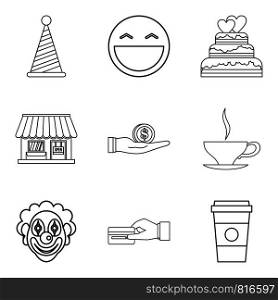 Private bakery icons set. Outline set of 9 private bakery vector icons for web isolated on white background. Private bakery icons set, outline style
