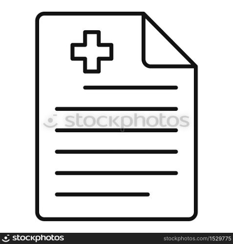 Private clinic paper icon. Outline private clinic paper vector icon for web design isolated on white background. Private clinic paper icon, outline style