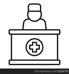 Private clinic reception icon. Outline private clinic reception vector icon for web design isolated on white background. Private clinic reception icon, outline style
