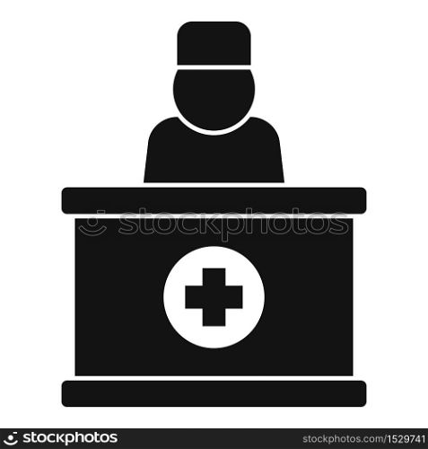 Private clinic reception icon. Simple illustration of private clinic reception vector icon for web design isolated on white background. Private clinic reception icon, simple style