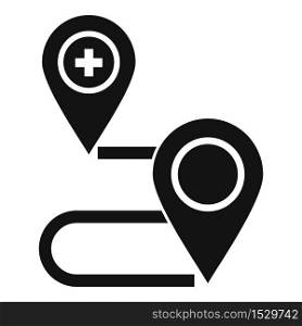 Private clinic route map icon. Simple illustration of private clinic route map vector icon for web design isolated on white background. Private clinic route map icon, simple style
