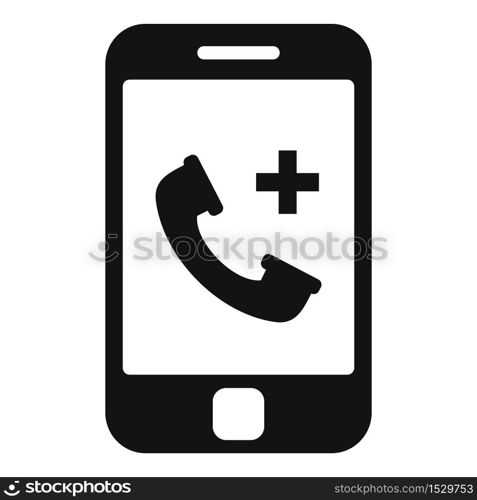 Private clinic smartphone icon. Simple illustration of private clinic smartphone vector icon for web design isolated on white background. Private clinic smartphone icon, simple style