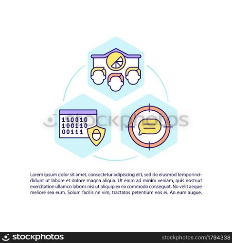 Private corporate chat concept line icons with text. PPT page vector template with copy space. Brochure, magazine, newsletter design element. Communication for business linear illustrations on white. Private corporate chat concept line icons with text
