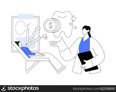 Private dentistry abstract concept vector illustration. Private dental service, dentistry clinic, healthcare insurance, teeth health, emergency dentist, make an appointment abstract metaphor.. Private dentistry abstract concept vector illustration.