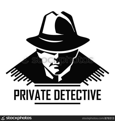 Private detective logo of vector man in hat for investigation service agency or secret spy agent. Private detective vector spy agency icon