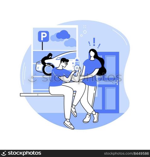 Private detective report isolated cartoon vector illustrations. Man with camera showing pictures to client, private detective services, surveillance result, investigating case vector cartoon.. Private detective report isolated cartoon vector illustrations.