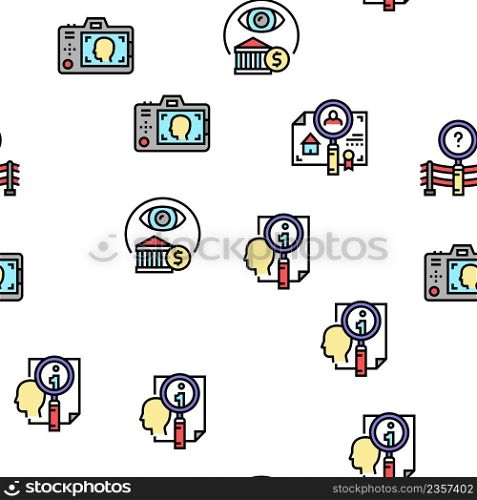 Private Detective Vector Seamless Pattern Thin Line Illustration. Private Detective Vector Seamless Pattern