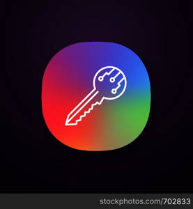 Private digital key app icon. Encryption key. UI/UX user interface. Web or mobile application. Vector isolated illustration. Private digital key app icon