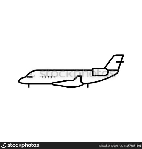 private jet airplane aircraft line icon vector. private jet airplane aircraft sign. isolated contour symbol black illustration. private jet airplane aircraft line icon vector illustration