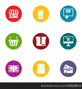 Private shop icons set. Flat set of 9 private shop vector icons for web isolated on white background. Private shop icons set, flat style