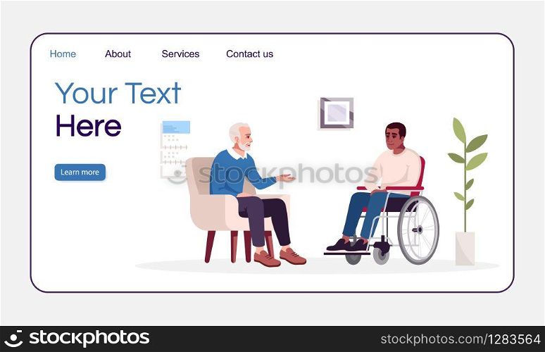 Private therapy session landing page vector template. Post-traumatic stress. Psychology consultation website interface idea with flat illustration. Homepage layout. Web banner, webpage cartoon concept
