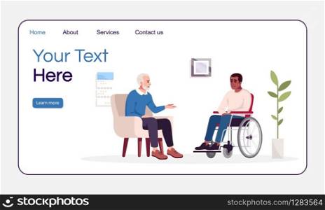 Private therapy session landing page vector template. Post-traumatic stress. Psychology consultation website interface idea with flat illustration. Homepage layout. Web banner, webpage cartoon concept