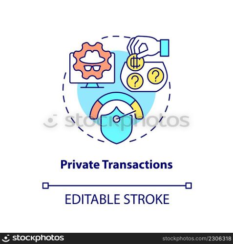 Private transactions concept icon. Cryptocurrency competitive edge abstract idea thin line illustration. Privacy coins. Isolated outline drawing. Editable stroke. Arial, Myriad Pro-Bold fonts used. Private transactions concept icon