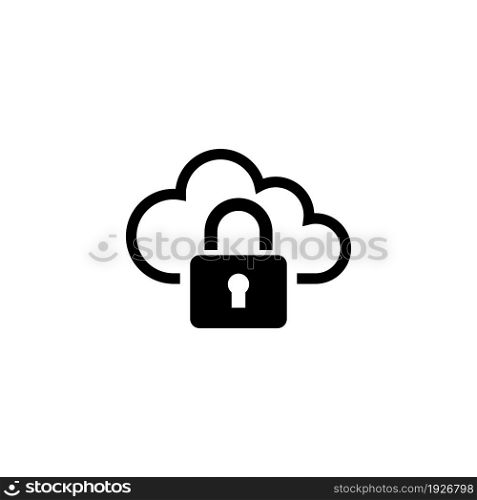 Private Web Cloud, Secure Access and Data Protection. Flat Vector Icon illustration. Simple black symbol on white background. Private Web Cloud sign design template for web and mobile UI element. Private Web Cloud, Secure Access and Data Protection Flat Vector Icon