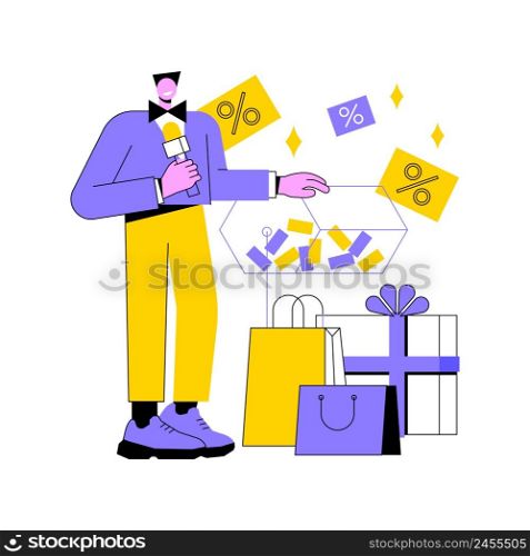 Prize draw abstract concept vector illustration. Big prize winner, online random draw, promotional marketing, brand advertising game, rules and conditions, buyers reward abstract metaphor.. Prize draw abstract concept vector illustration.