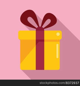 Prize gift box icon flat vector. Person package. Open present. Prize gift box icon flat vector. Person package