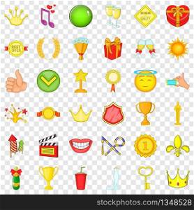 Prize icons set. Cartoon style of 36 prize vector icons for web for any design. Prize icons set, cartoon style