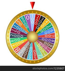 Prize wheel of fortune isolated on a white background. Casino machine design, vector illustration.. Prize wheel of fortune isolated on a white background. Casino machine design, vector illustration