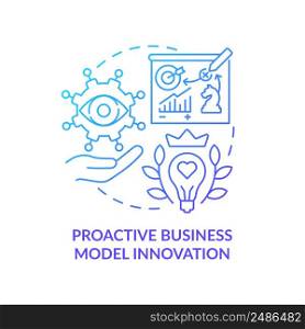 Proactive business model innovation blue gradient concept icon. Future innovation concept abstract idea thin line illustration. Market orientation. Isolated outline drawing. Myriad Pro-Bold font used. Proactive business model innovation blue gradient concept icon
