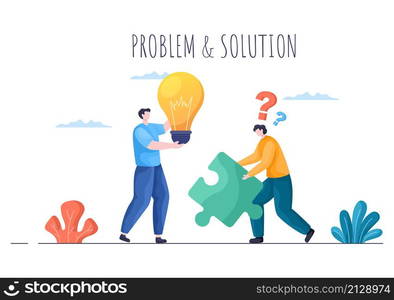 Problem and Solution in Business Solving to Look Ideas with the Concept of Teamwork Can use for Web Banner or Background Flat Illustration