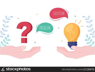 Problem and Solution in Business Solving to Look Ideas with the Concept of Teamwork Can use for Web Banner or Background Flat Illustration