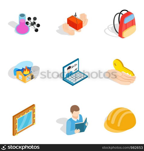 Problem at work icons set. Isometric set of 9 problem at work vector icons for web isolated on white background. Problem at work icons set, isometric style
