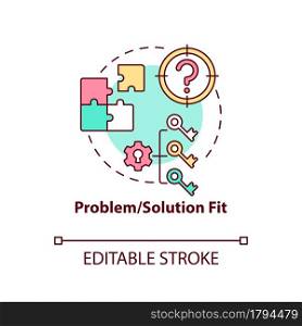 Problem, solution fit concept icon. Market demand satisfaction. Successful business. Startup launch abstract idea thin line illustration. Vector isolated outline color drawing. Editable stroke. Problem, solution fit concept icon