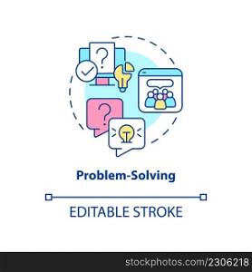 Problem solving concept icon. Find solution on internet. Digital skills abstract idea thin line illustration. Isolated outline drawing. Editable stroke. Arial, Myriad Pro-Bold fonts used. Problem solving concept icon