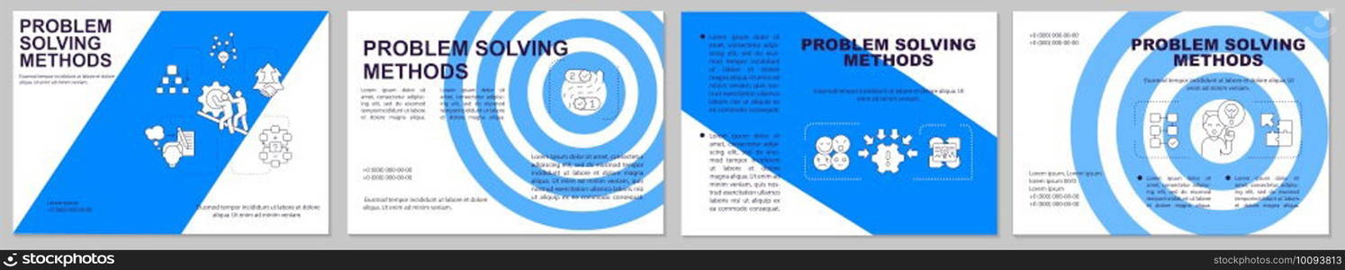 Problem solving method brochure template. Boost work performance. Flyer, booklet, leaflet print, cover design with linear icons. Vector layouts for presentation, annual reports, advertisement pages. Problem solving method brochure template