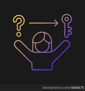 Problem solving skills gradient vector icon for dark theme. Analytical, logical skills. Evaluation and decision making. Thin line color symbol. Modern style pictogram. Vector isolated outline drawing. Problem solving skills gradient vector icon for dark theme