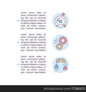 Problem with productivity concept line icons with text. PPT page vector template with copy space. Brochure, magazine, newsletter design element. Business failure linear illustrations on white. Problem with productivity concept line icons with text