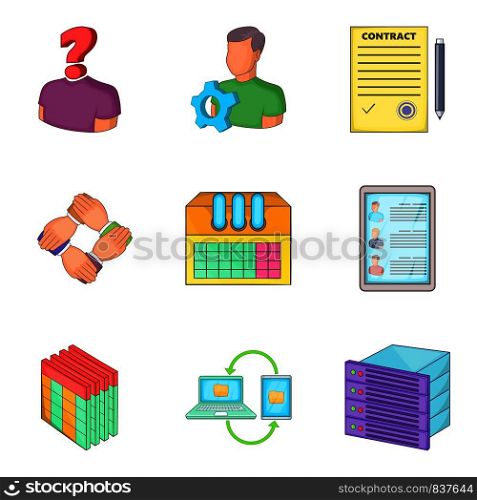 Problems with business icons set. Cartoon set of 9 problems with business vector icons for web isolated on white background. Problems with business icons set, cartoon style