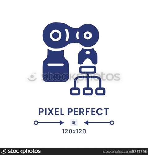 Process automation black solid desktop icon. RPA technology. Boost productivity. Pixel perfect 128x128, outline 4px. Silhouette symbol on white space. Glyph pictogram. Isolated vector image. Process automation black solid desktop icon