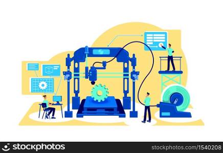 Process automation flat concept vector illustration. Digitalization of factory machinery. Digital transformation. Manufacture 2D cartoon characters for web design. Automatization creative idea. Process automation flat concept vector illustration