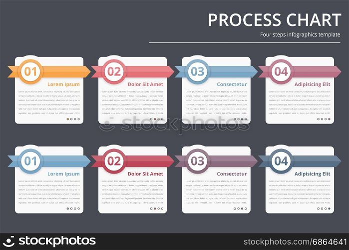 Process Chart. Process chart, flow chart template, infographics design elements with numbers, and text, business infographics, workflow, steps, options, vector eps10 illustration