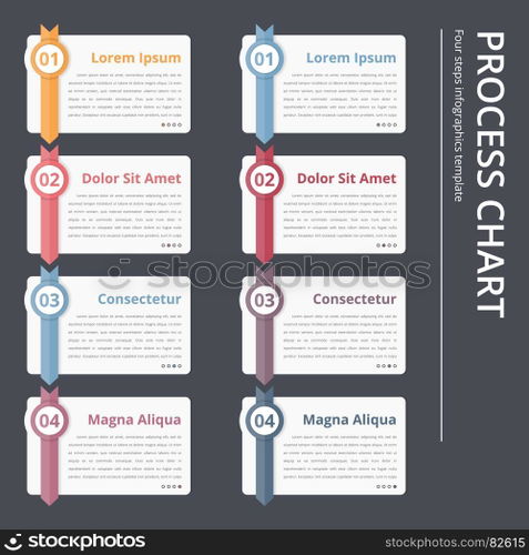 Process Chart. Vertical process chart, flow chart template, infographics design elements with numbers, and text, business infographics, workflow, steps, options, vector eps10 illustration